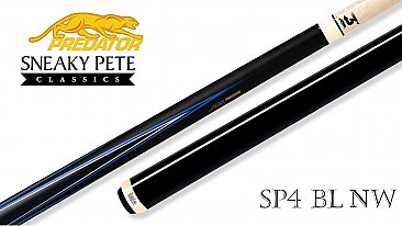 Predator 4 Point Sneaky Pete Black / Blue Points No Wrap Pool Cue