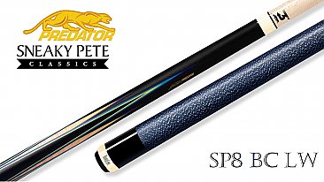 Predator 8 Point Sneaky Pete Black/Curly/Blue Points Linen Wrap Pool Cue